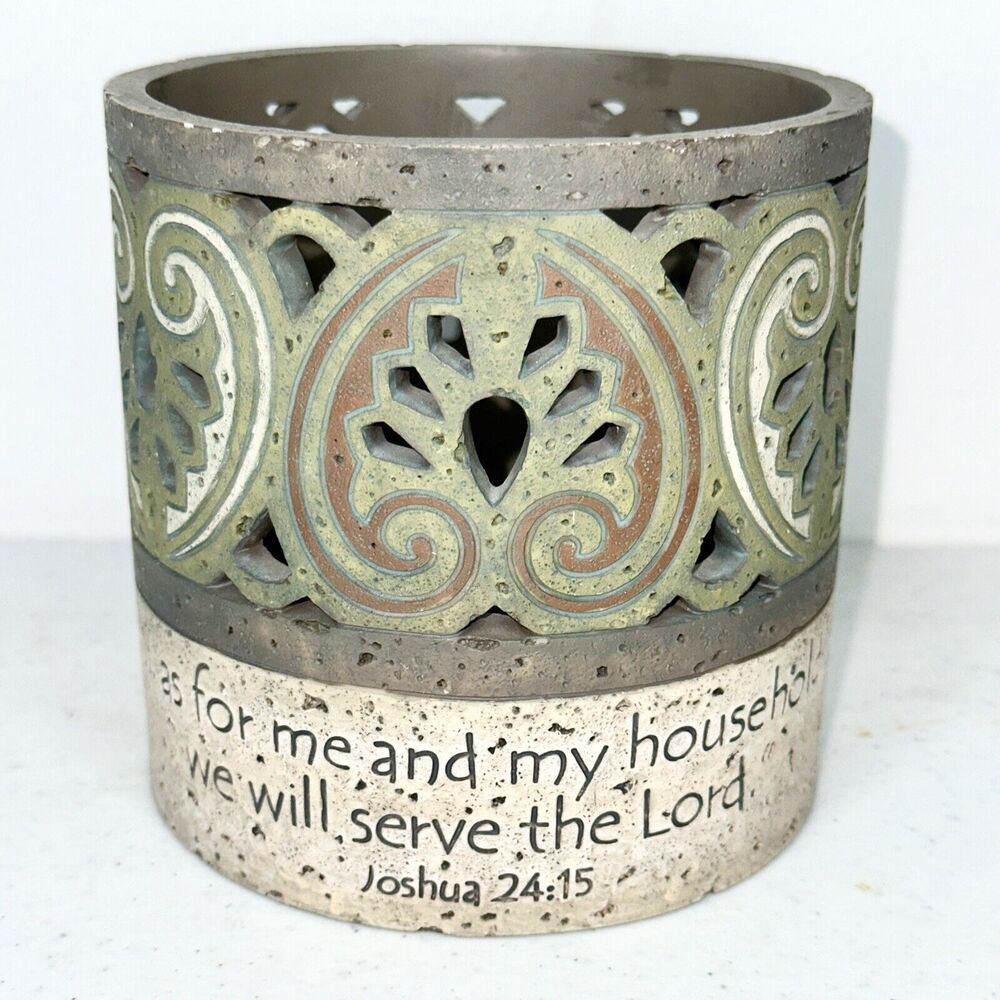 Demdaco By Faith Bill Stross 2006 Candle Holder Religious Christian Joshua 24:15